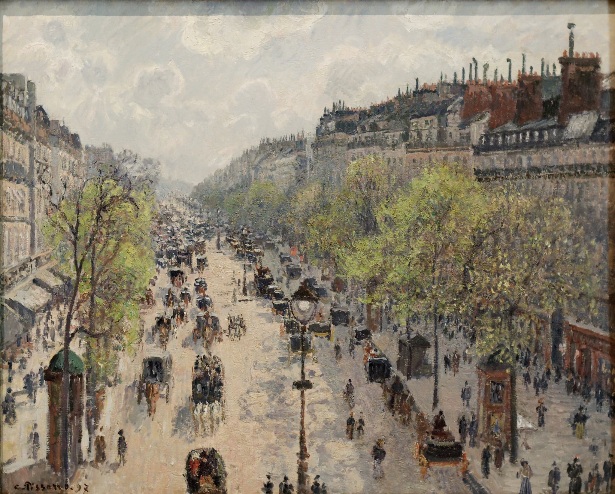 The Boulevard Montmartre on a Spring Morning by Camille Pissarro