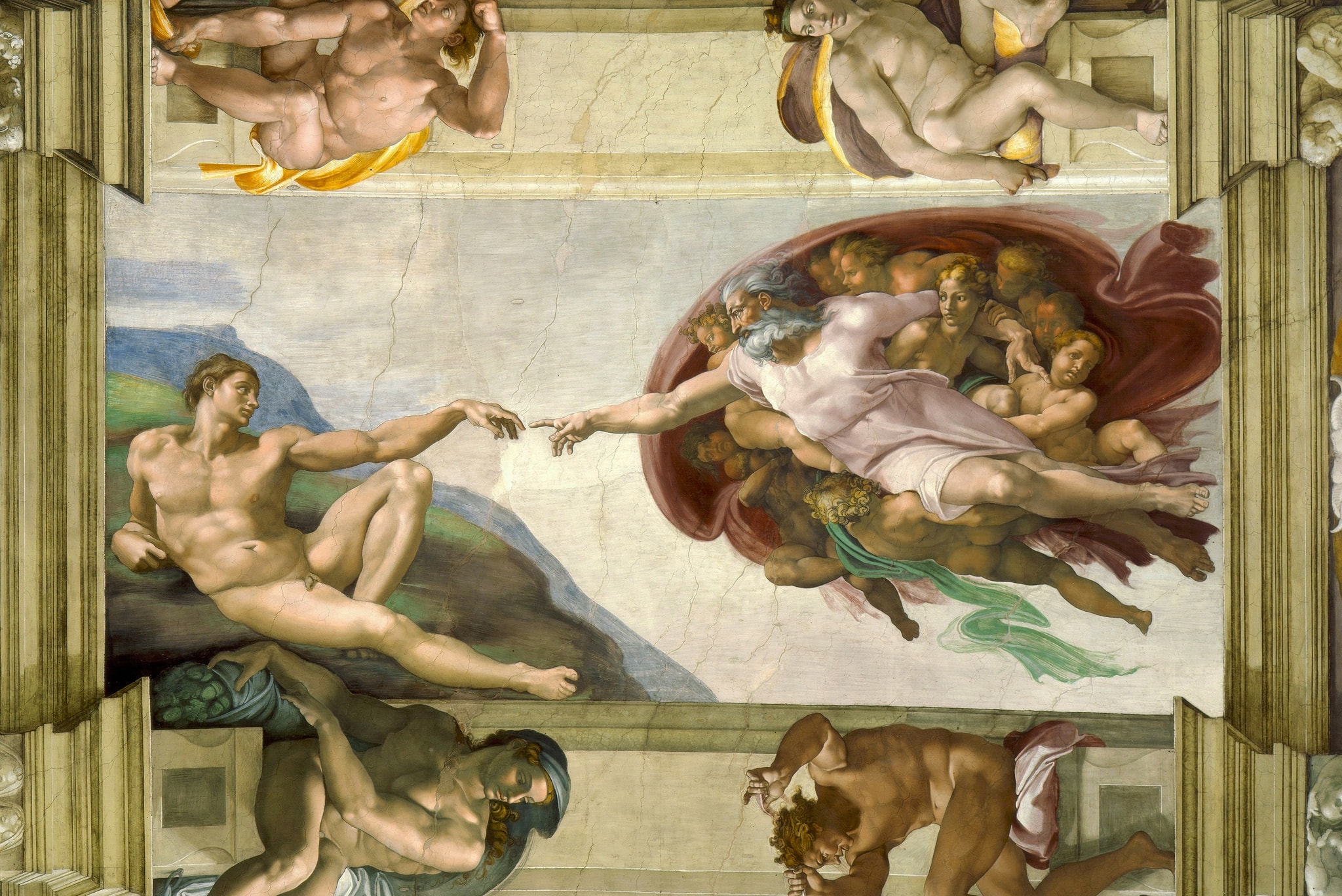 Eve Under God's Arm highlighted in The Creation of Adam by Michelangelo