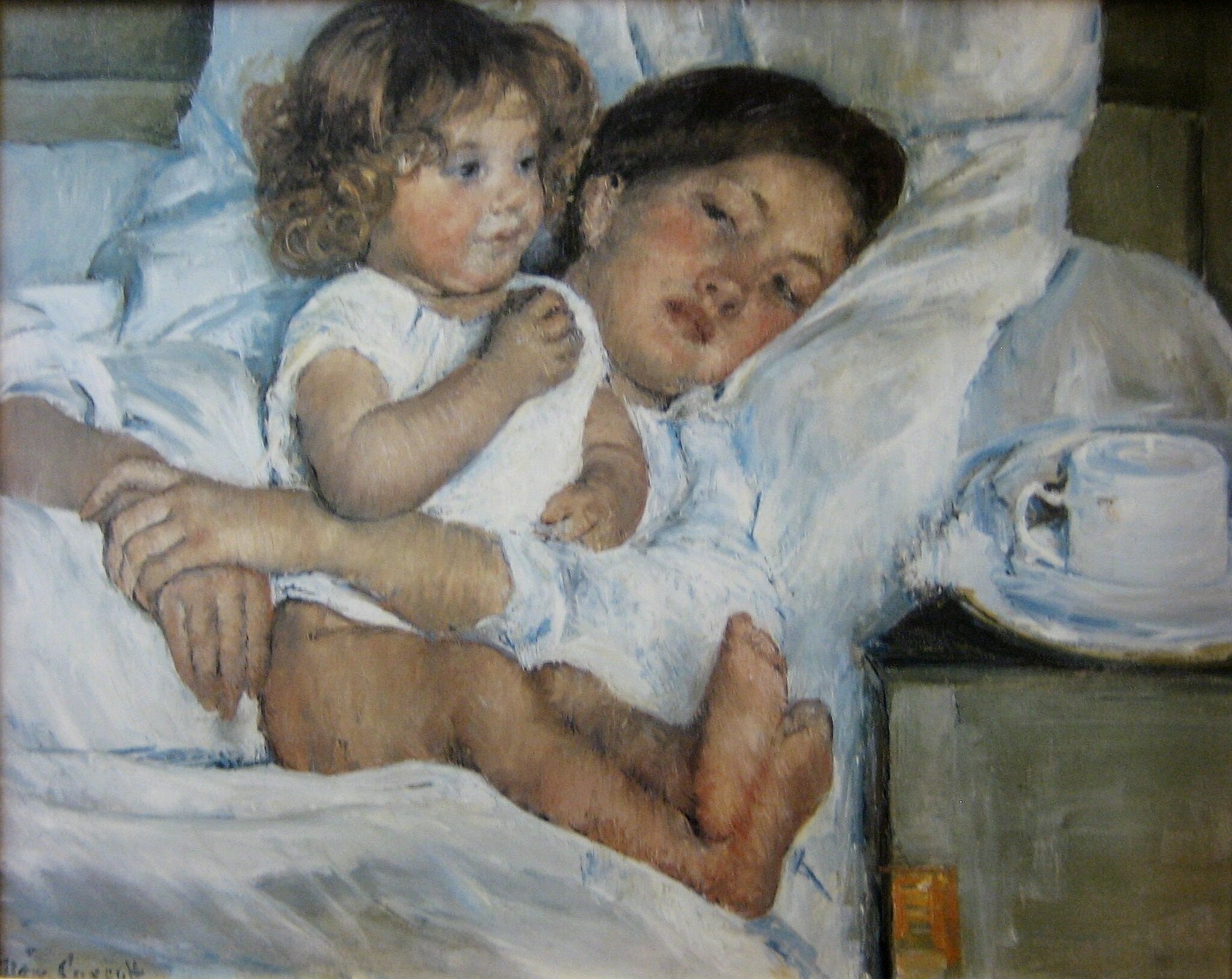 Click numbered symbols to learn about their meaning Breakfast in Bed by Mary Cassatt (1897)