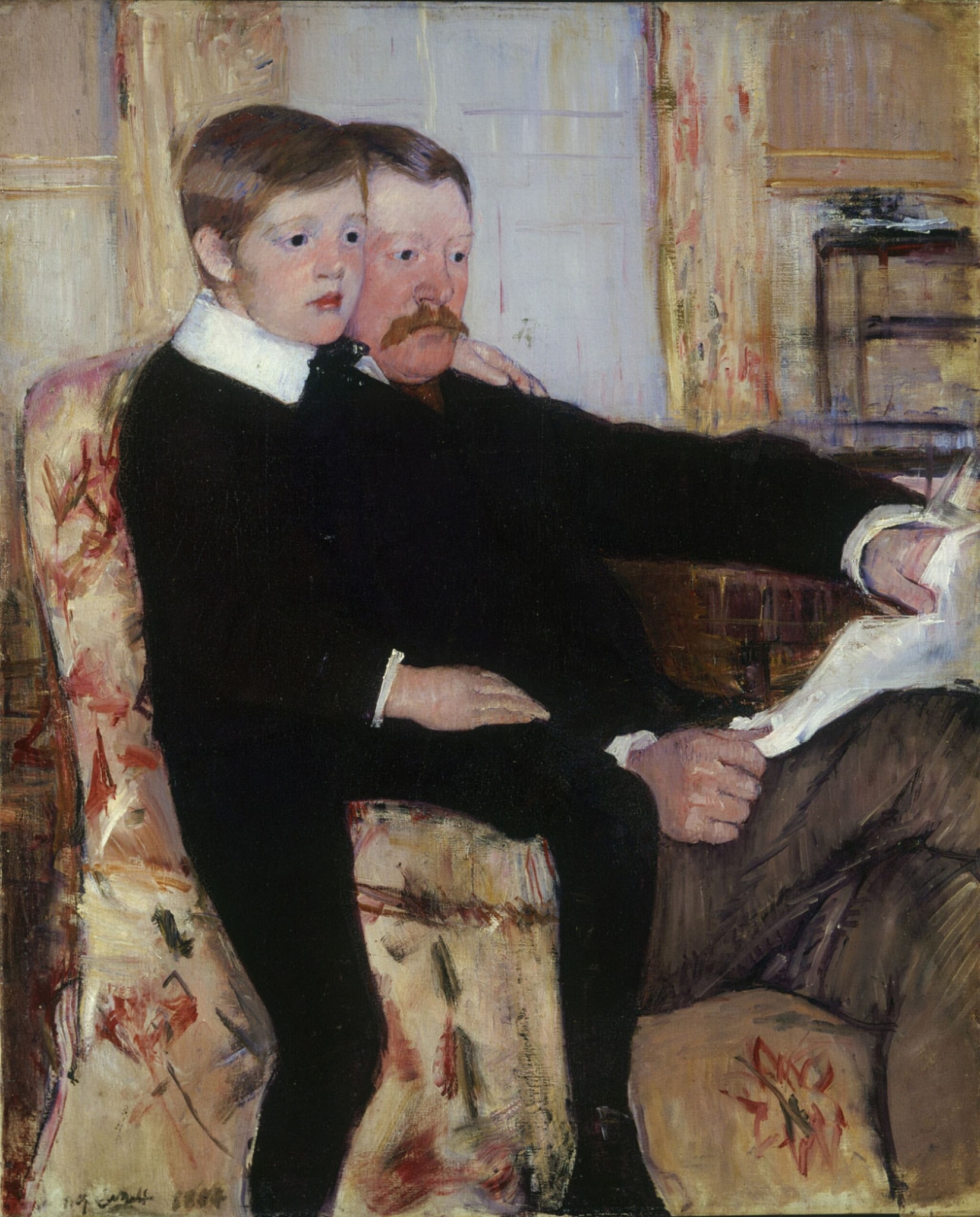 Click numbered symbols to learn about their meaning Portrait of Alexander J. Cassatt and His Son Robert Kelso Cassatt by Mary Cassatt (1884)