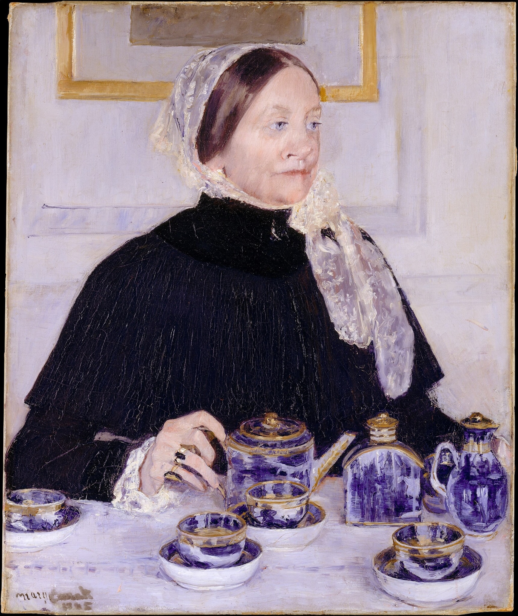 Click numbered symbols to learn about their meaning Lady at the Tea Table by Mary Cassatt (1883–85 (signed 1885))