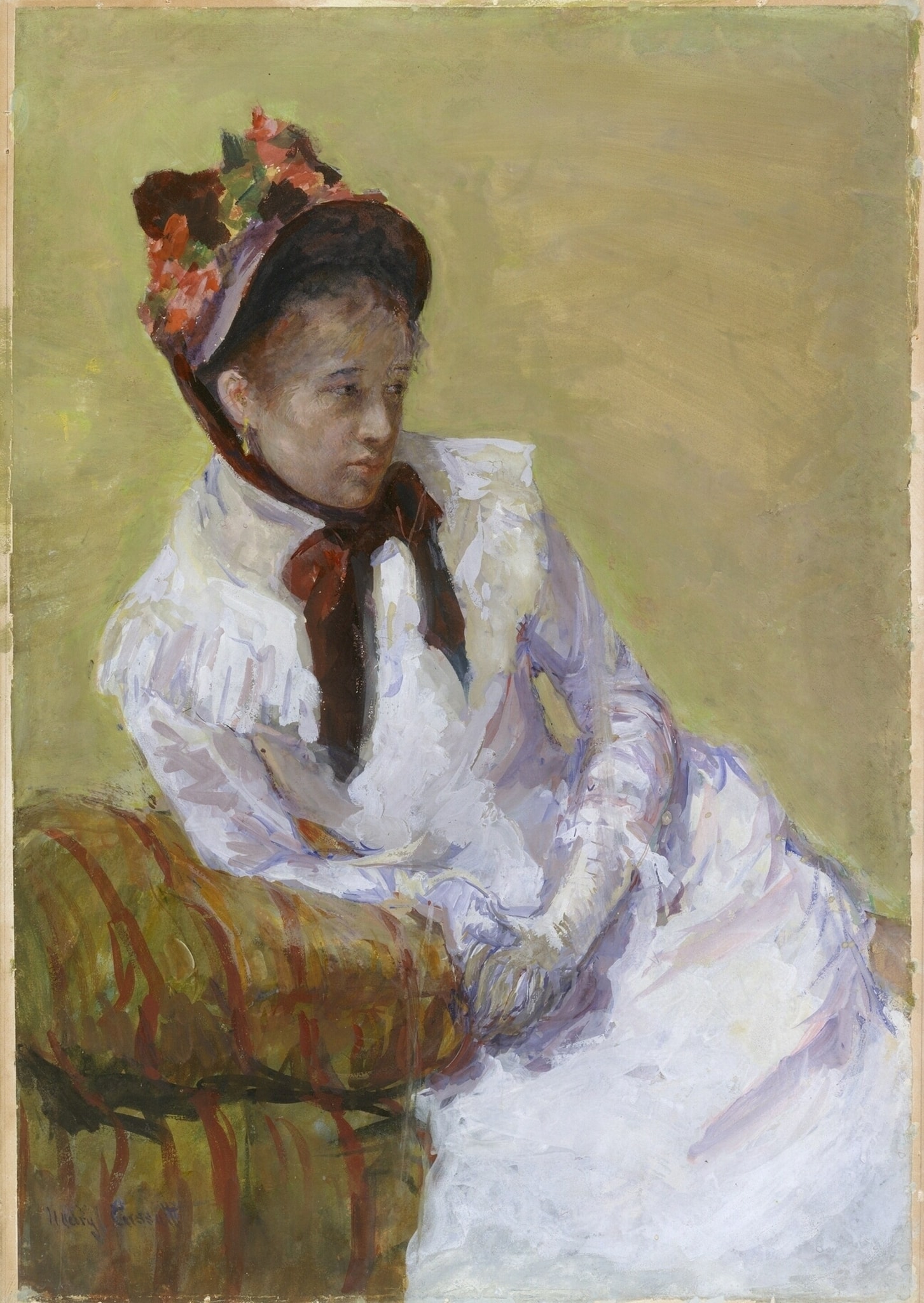 Click numbered symbols to learn about their meaning Self-Portrait by Mary Cassatt (1878)