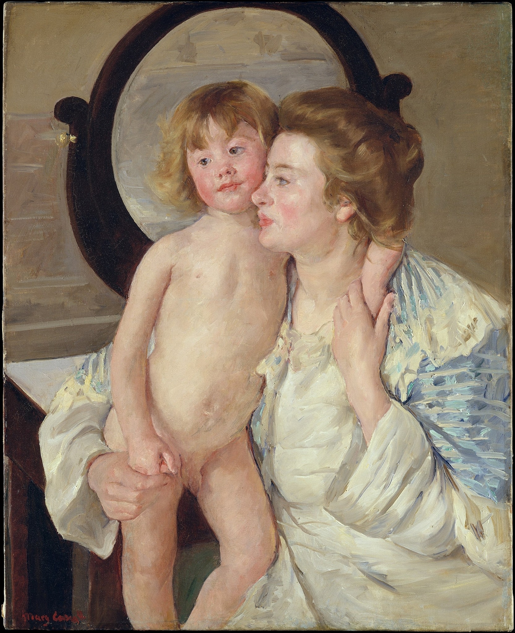 Click numbered symbols to learn about their meaning Mother and Child (The Oval Mirror) by Mary Cassatt (ca. 1899)