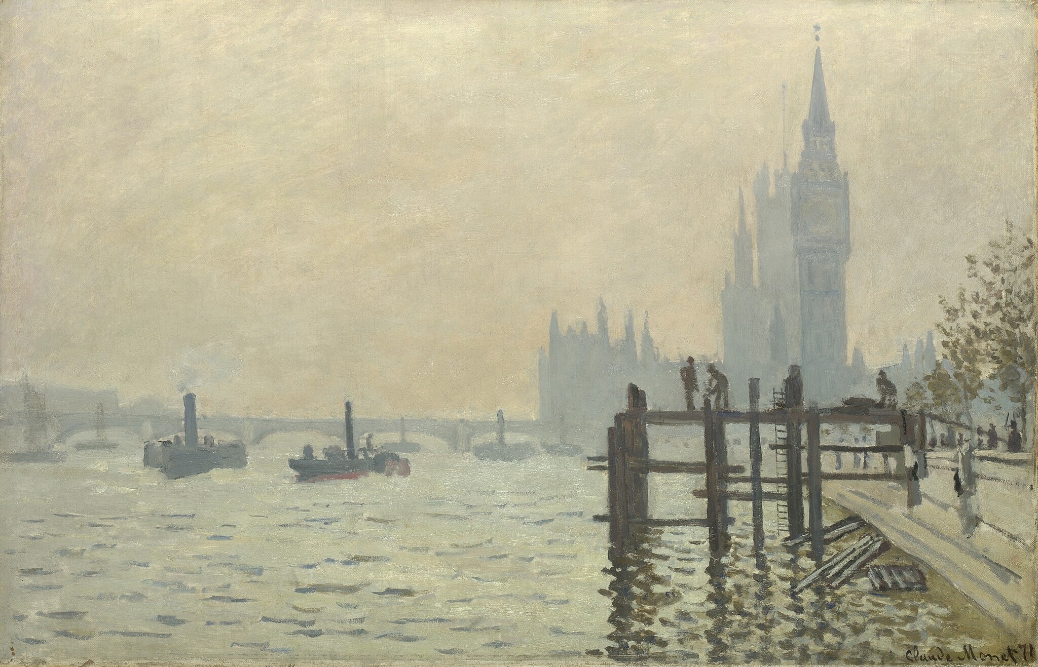 Click numbered symbols to learn about their meaning The Thames below Westminster by Claude Monet (about 1871)