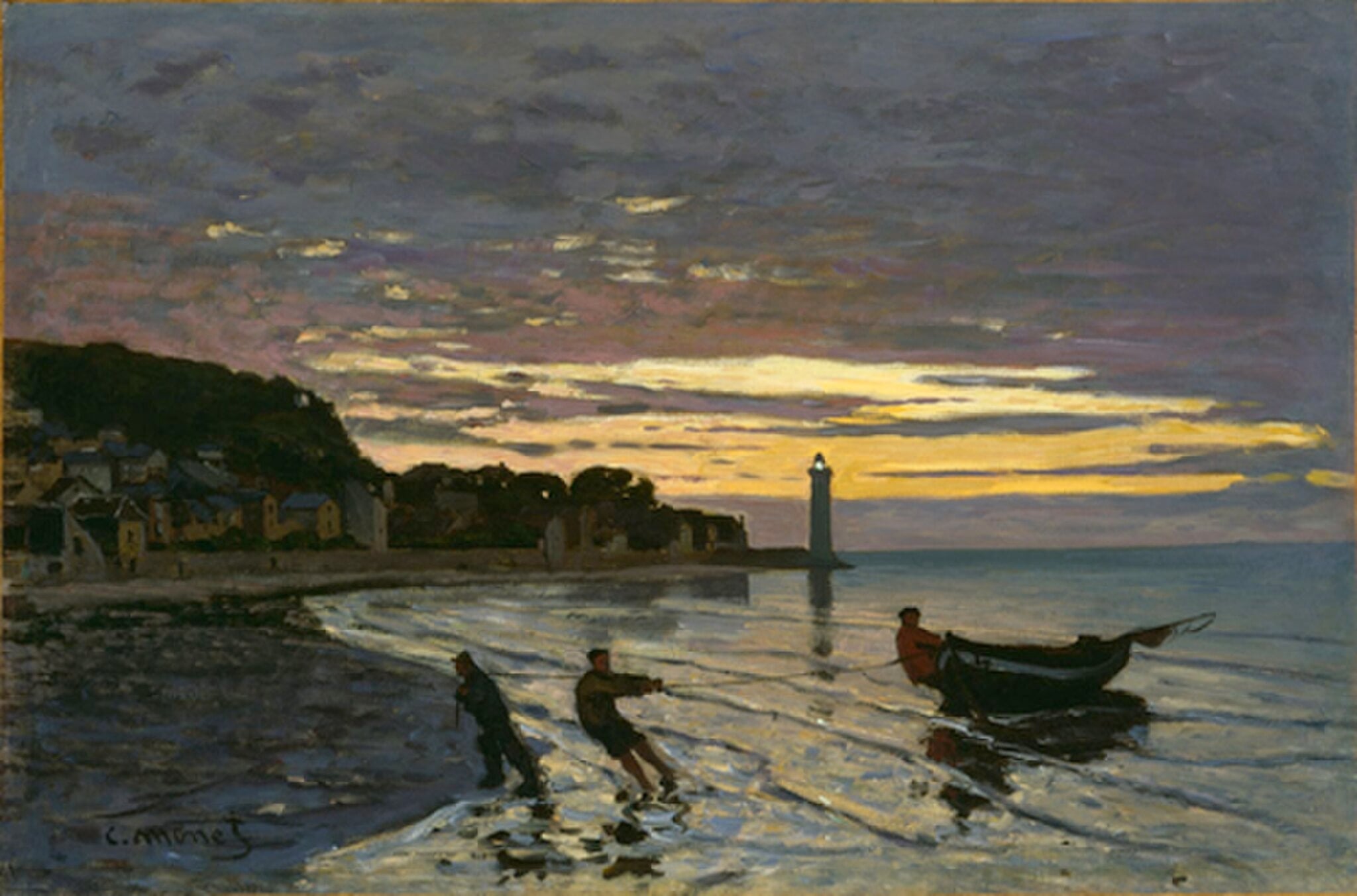 Towing a Boat, Honfleur by Claude Monet