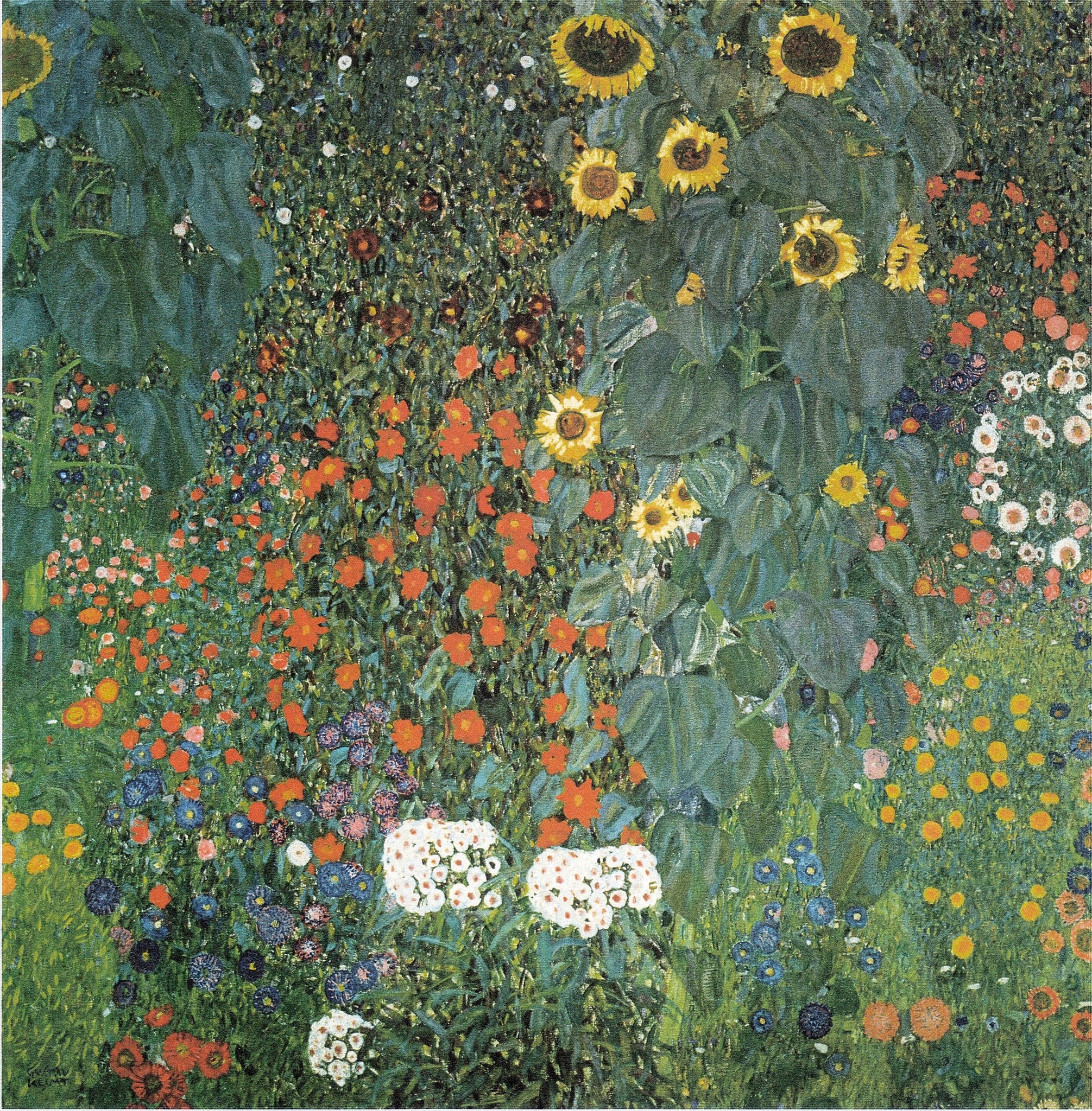 Cottage Garden with Sunflowers by Gustav Klimt
