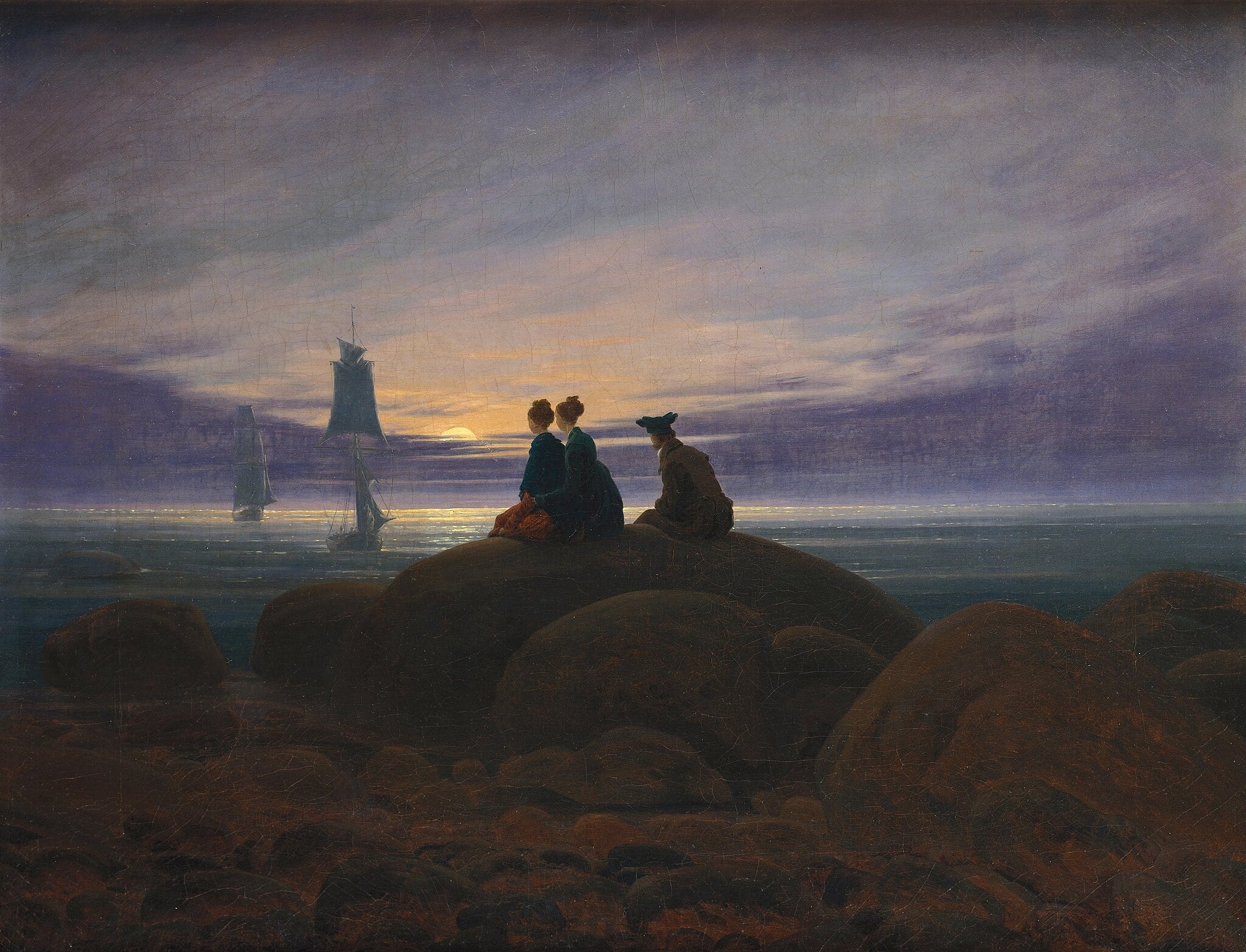 Moonrise by the Sea (Moonrise over the Sea) by Caspar David Friedrich