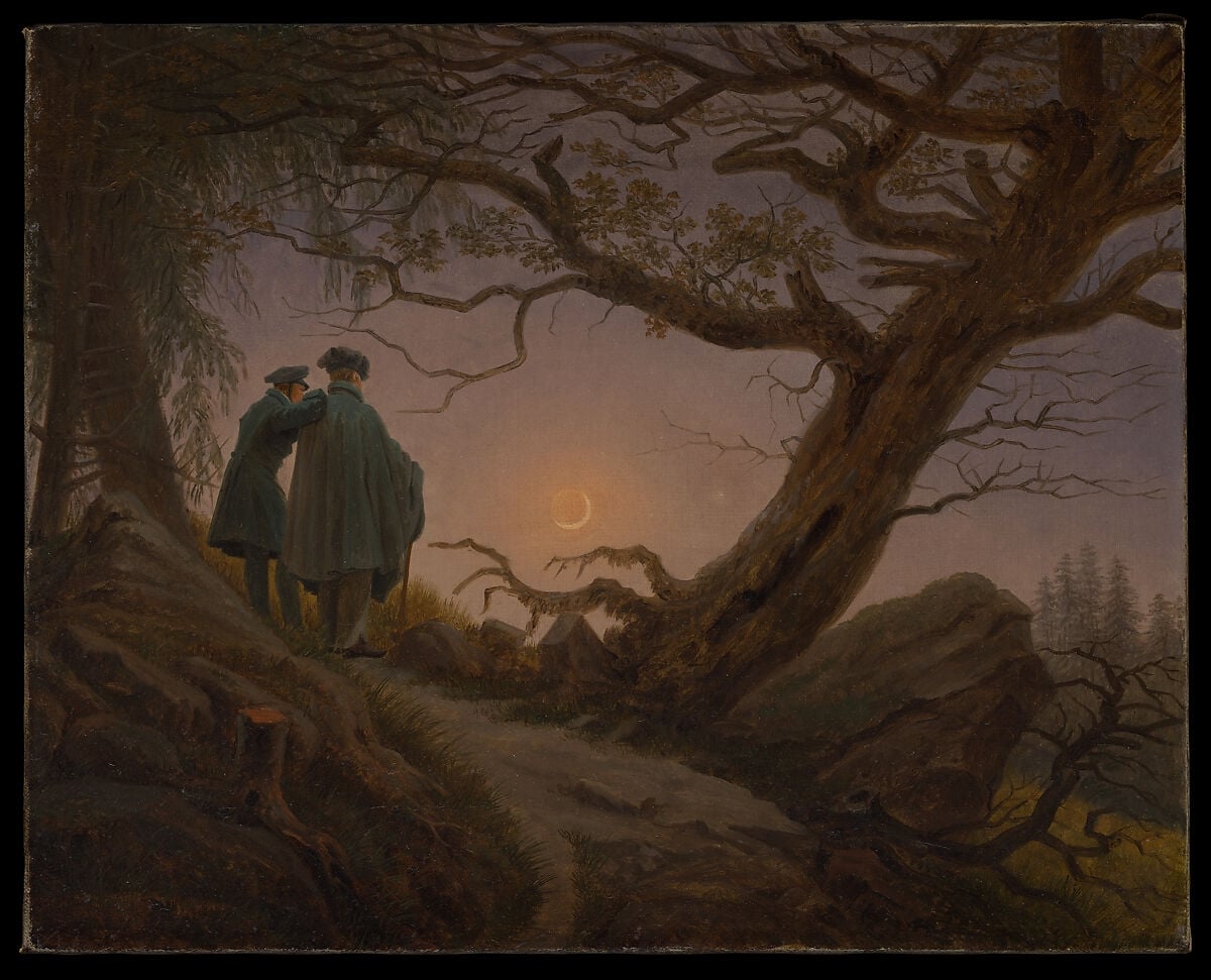 Two Men Contemplating the Moon (Zwei Männer in Betrachtung des Mondes) by Caspar David Friedrich