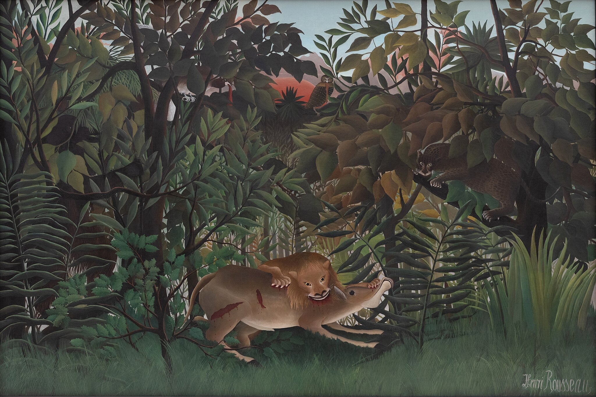 The Hungry Lion Throws Itself on the Antelope by Henri Rousseau