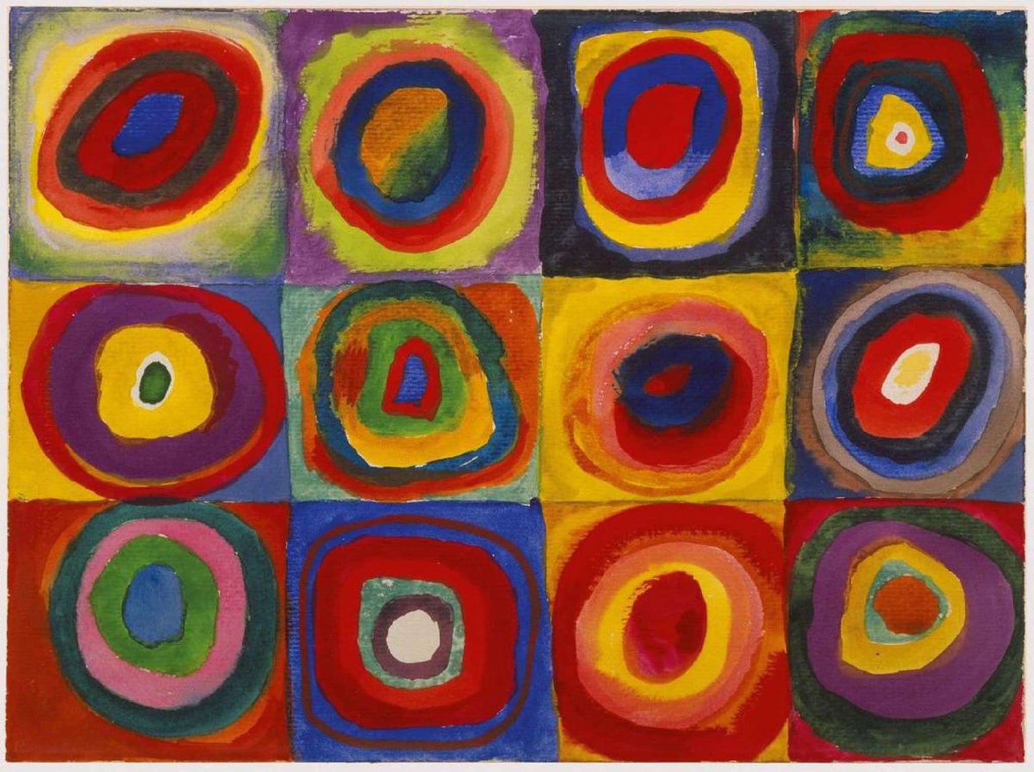 Color Study: Squares with Concentric Circles