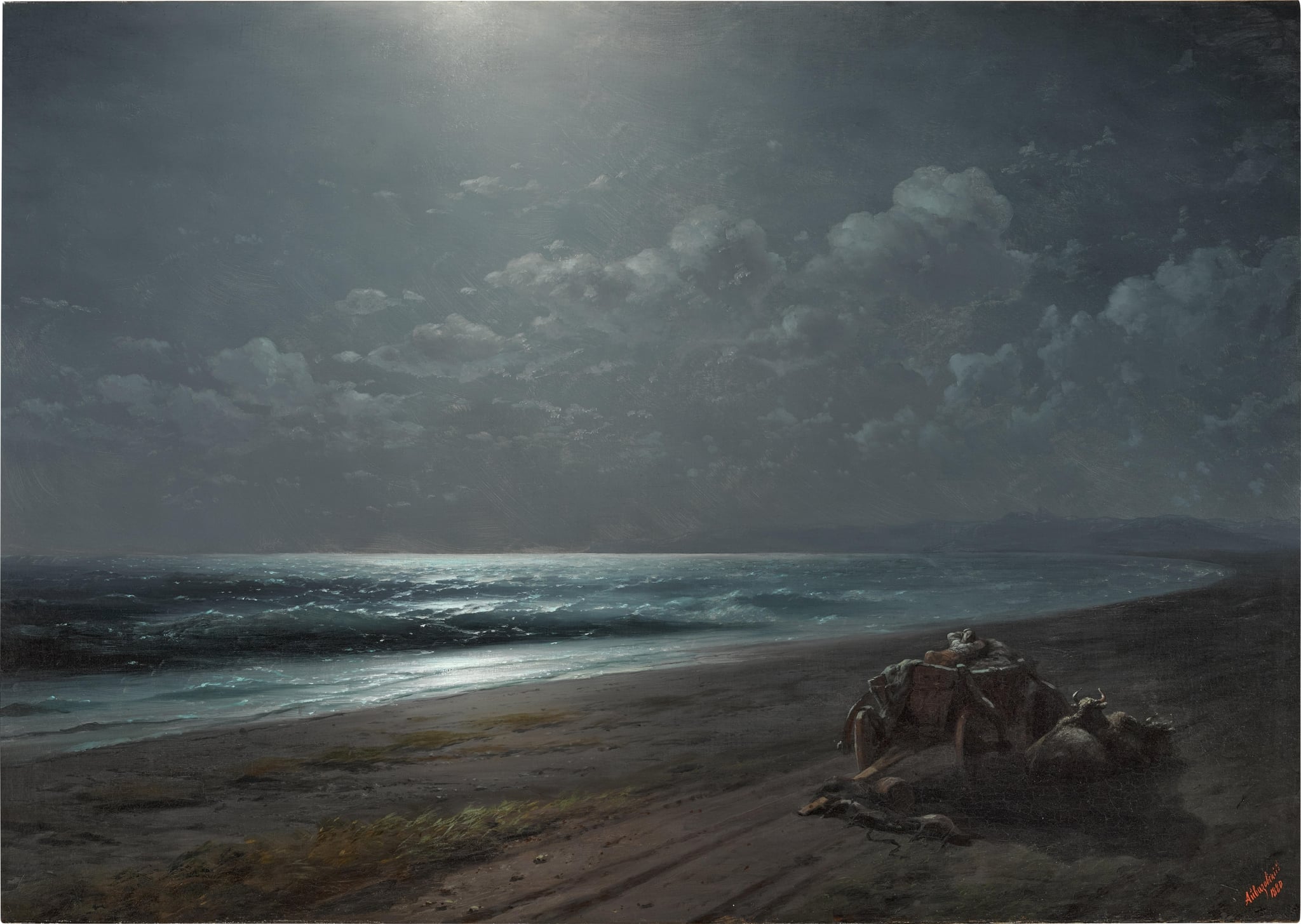 Rest by the Sea on a Moonlit Night by Ivan Aivazovsky