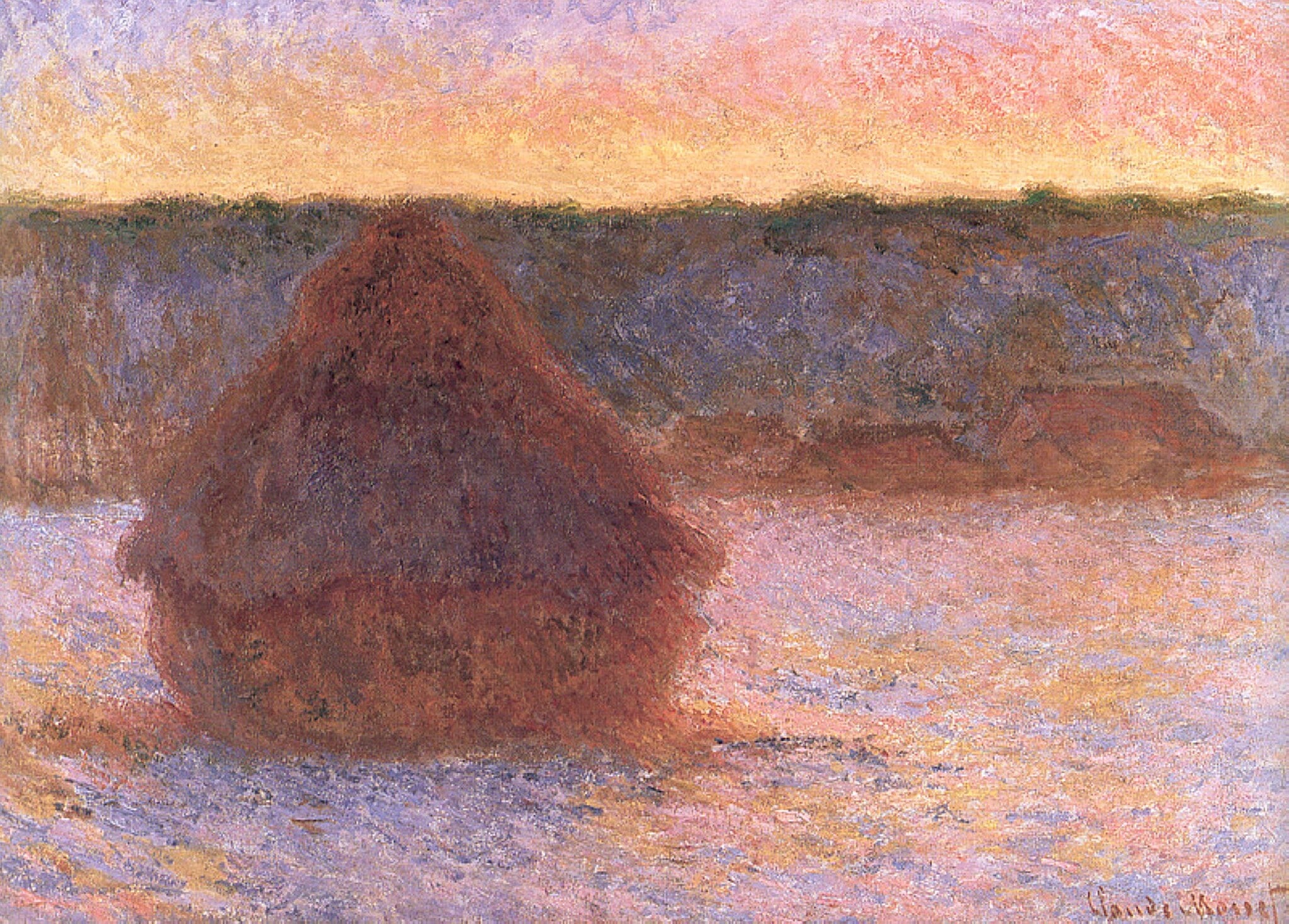 Grainstack (Sunset: winter) by Claude Monet