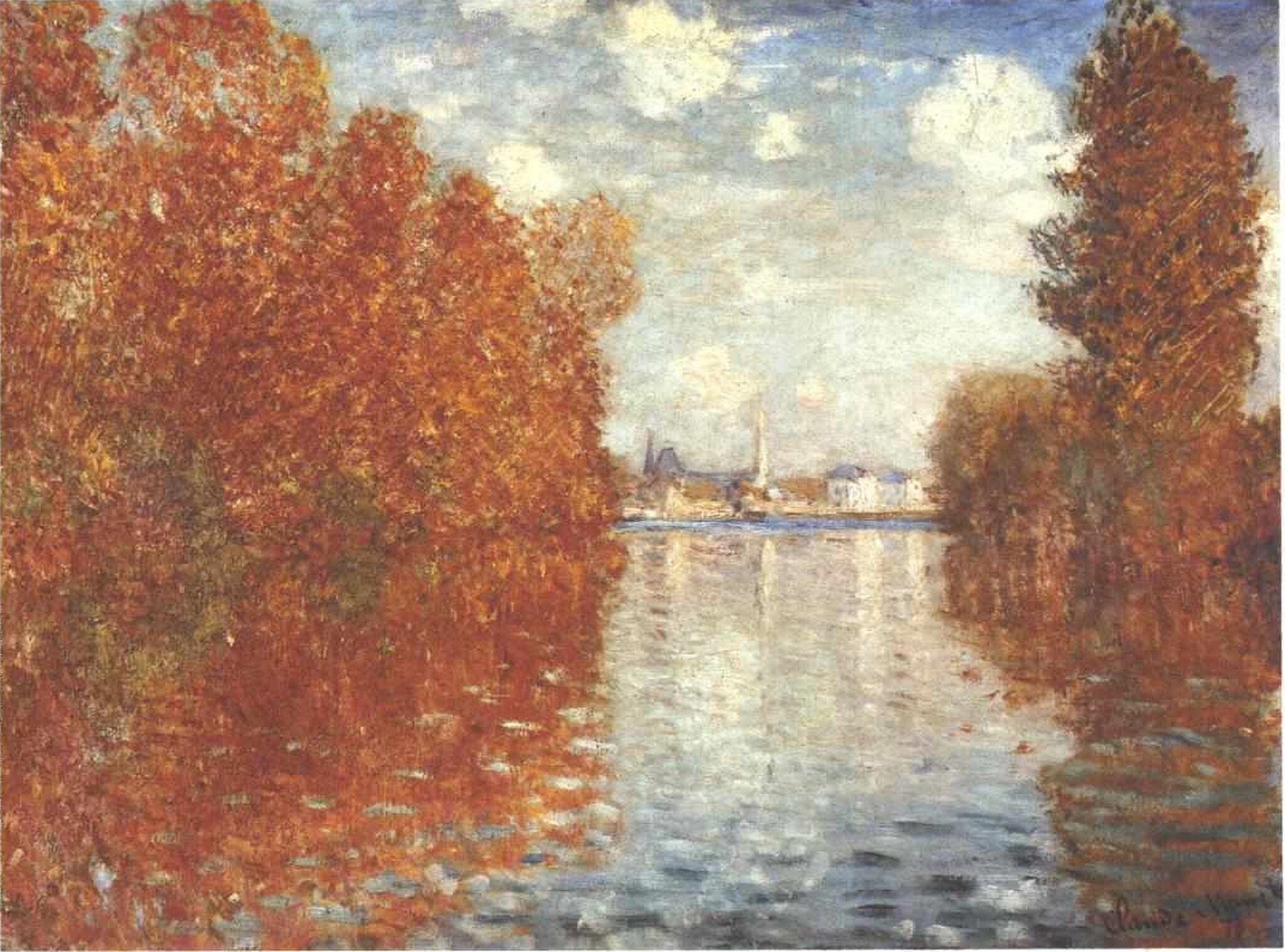 Click numbered symbols to learn about their meaning Autumn Effect at Argenteuil by Claude Monet (1873) featuring Autumn Foliage (Orange Masses), Blue Water Channel, Broken Reflections, Converging Banks (Corridor Composition)