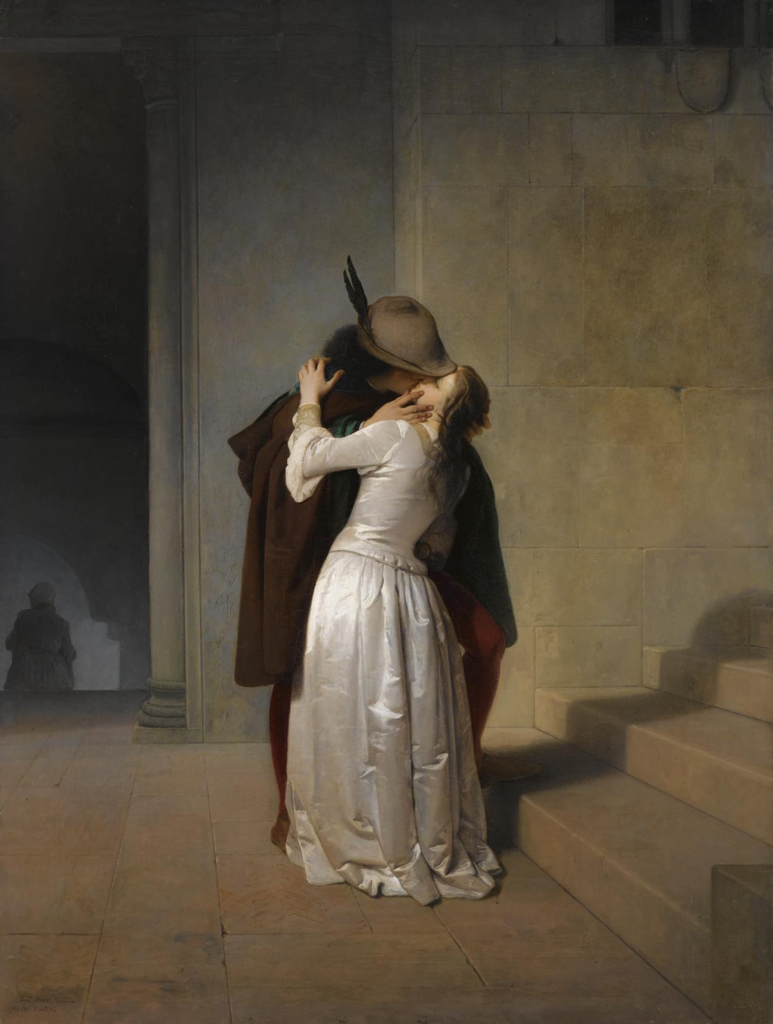The Kiss (Il Bacio) — 1861 (white-dress, Mylius commission)