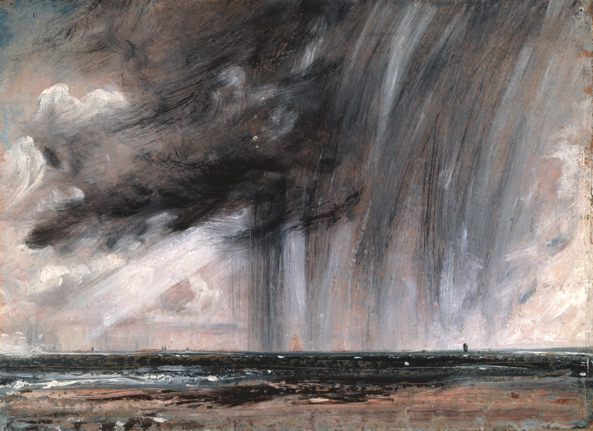 Rainstorm over the Sea (Seascape Study with Raincloud)