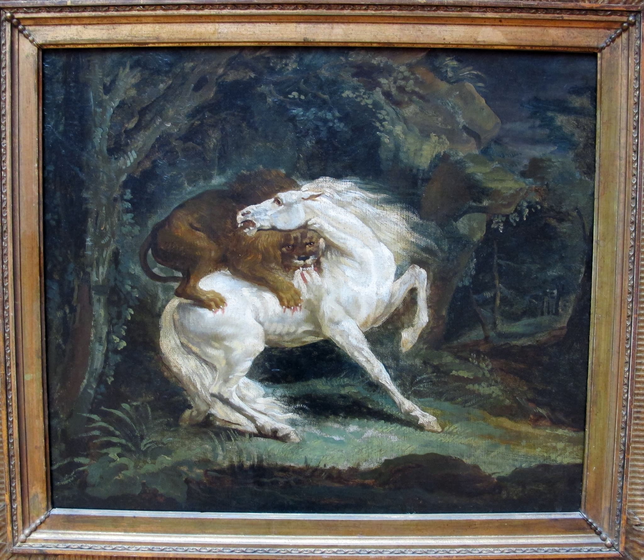 Horse Attacked by a Lion