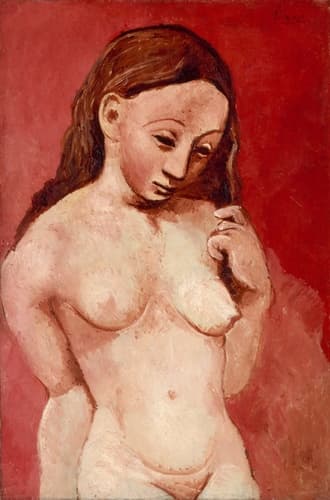Nu sur fond rouge