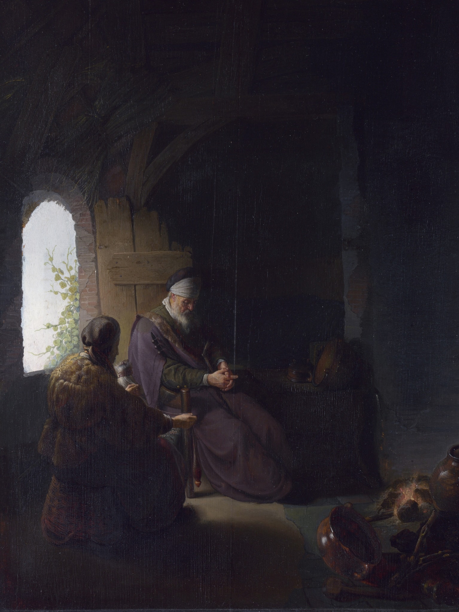 Click numbered symbols to learn about their meaning Anna and the Blind Tobit by Rembrandt van Rijn (about 1630) featuring Open, unglazed window and raking daylight