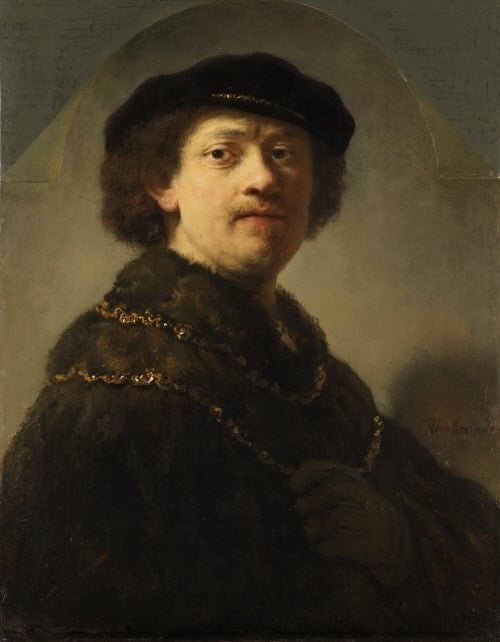 Self-Portrait in a Black Cap by Rembrandt van Rijn